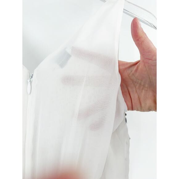 BEBE Mini Dress Size 0 White Fit Flare Pockets Silver Grommet Accents Rhinestone - Picture 8 of 9